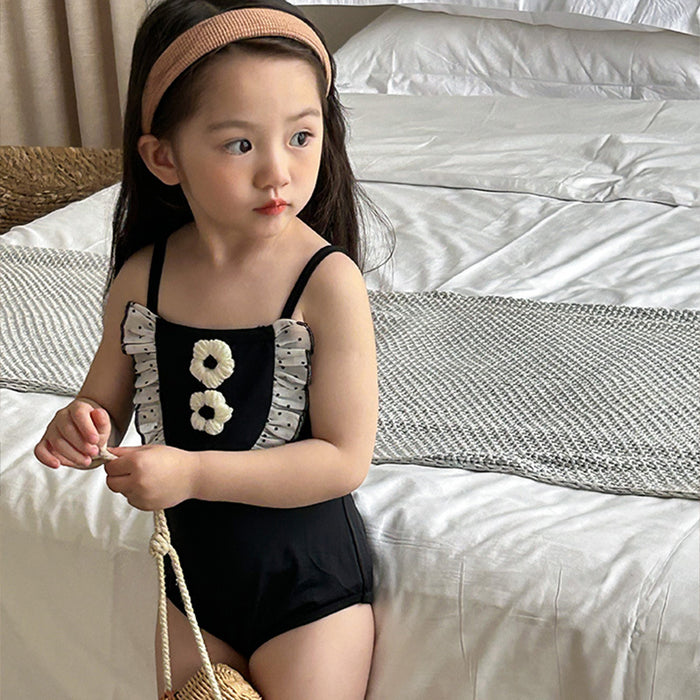 Wholesale Children's Swimwear Girls' Baby Korean One-piece Swimwear Holiday Quick-drying Sling Princess Cute One-piece Swimsuit