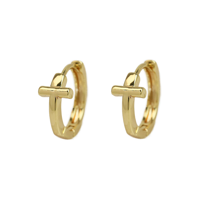 Wholesale  18k gold high-polished brass simple 26 English letters earrings