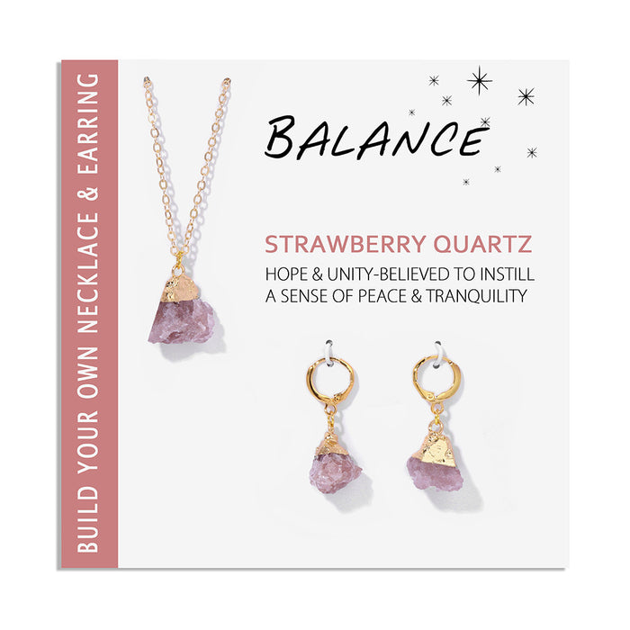 Wholesale Card mounted raw gemstone necklace and earring set jewelry