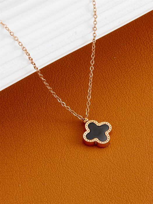Wholesale Black and Red Four-leaf Clover Necklace Women's