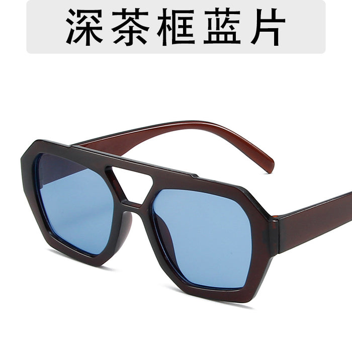 Wholesale Fashion Sunglasses Large Frame Double Beam Sunglasses Leopard Pattern Color Personalized Wearing Glasses
