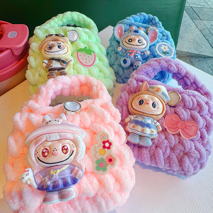 Wholesale Cute fresh sweet cartoon little monster plush woven coin purse
