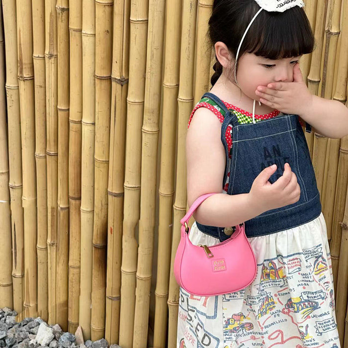 Wholesale Children's bag new minimalist letter baby handbag retro girl mini armpit bag chain bar crossbody bag