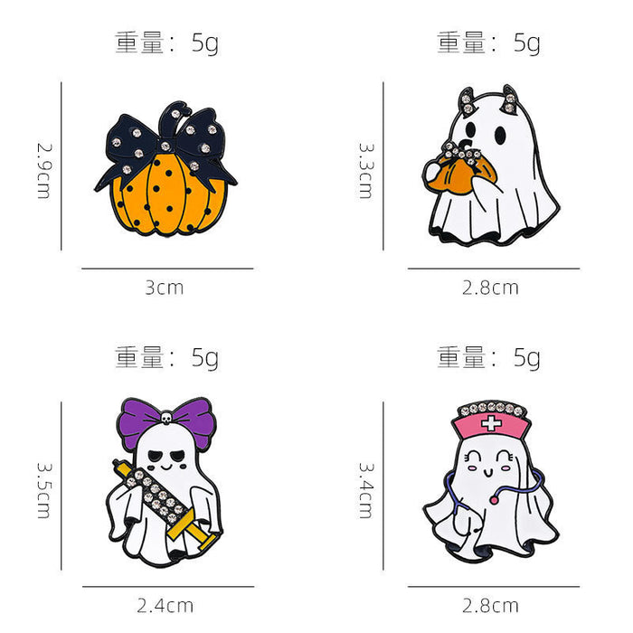 Wholesale  cartoon brooch metal pumpkin cute ghost  decoration clothing rhinestone drop diamond badge