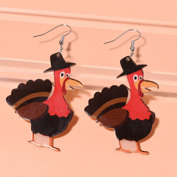 Wholesale Thanksgiving Cartoon Turkey Acrylic Earrings JDC-ES-Xunt005