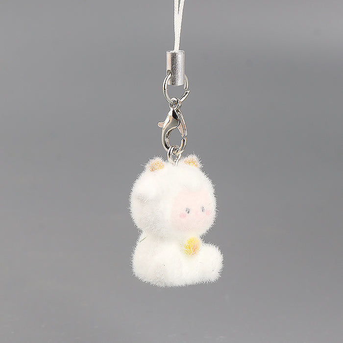 Wholesale Creative Cute Pet Pendant Flocked Small Animal 3D Bag Accessory Keychains