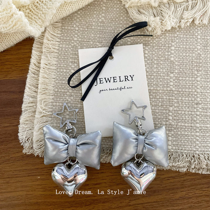 Wholesale  silver Love Five-pointed Star  Leather Bow Bag Pendant