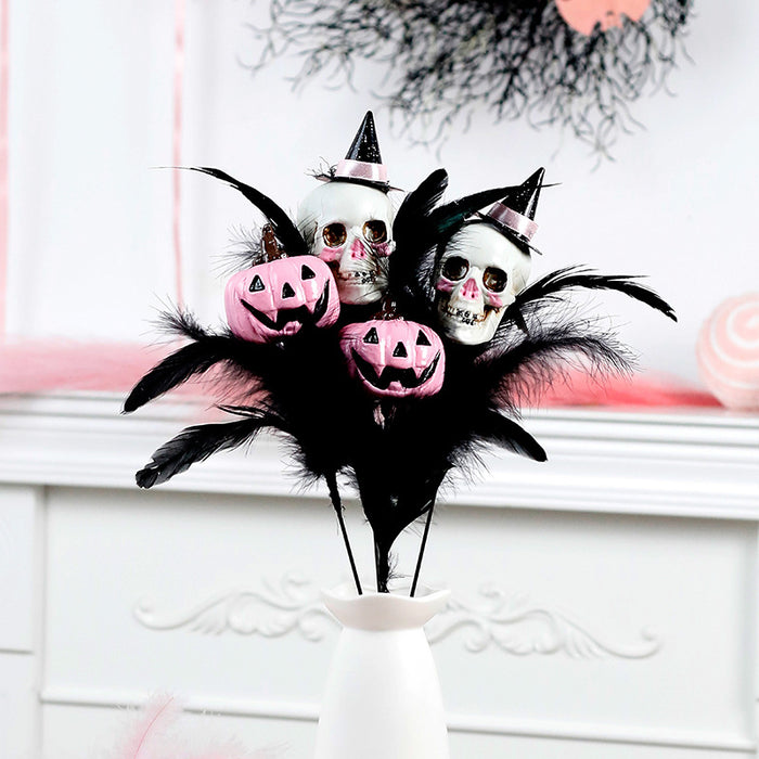 Wholesale  Decorations Creative Feather Pumpkin Skull Pruning Flower bouquet Home Party Flower Branch