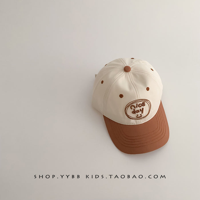 Wholesale Color blocked letter children's duck tongue hat, baby sun shading and sun protection versatile thin baseball cap