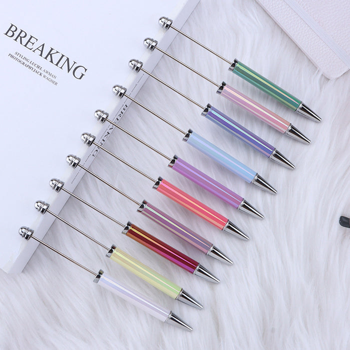 Wholesale Plastic UV Plated Seven Color Bead Pen JDC-PN-JinBaiNian003