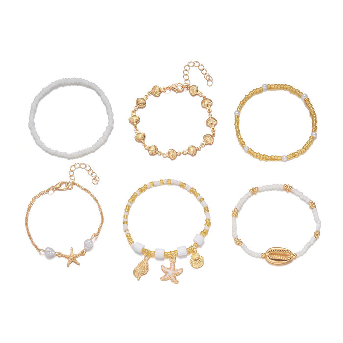 Wholesale Bohemian Glass Bead Bracelet Set For Women Starfish Shell Turtle Beach Vacation Jewelry Accessory Boutique Resale Gift