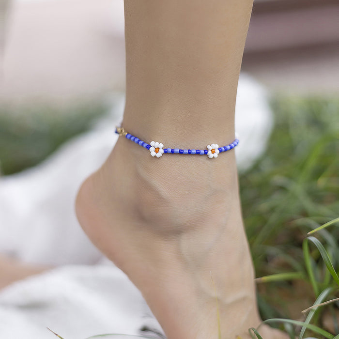 Wholesale Simple and versatile retro ankle chain metal alloy turquoise foot accessory