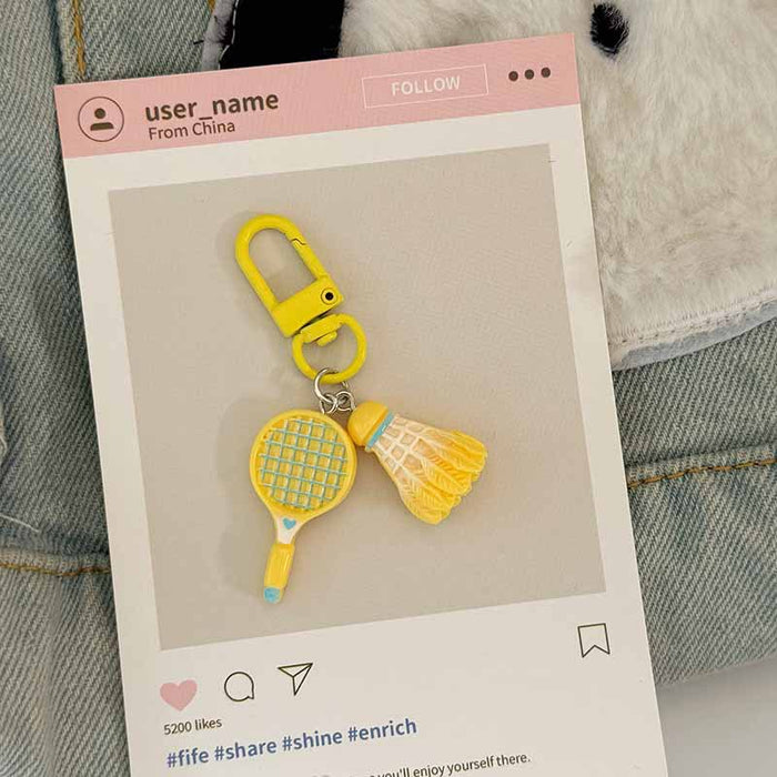 Wholesale Simulation badminton keychain cute pendant student couple gift creative key ring gift bag pendant
