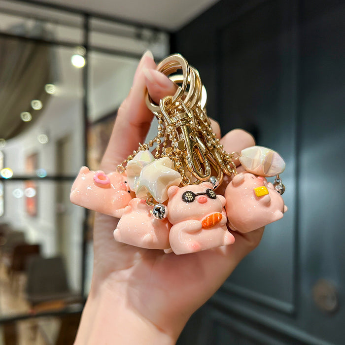 Wholesale Cute Piggy Keychain Cute Female Couple Bag Pendant Doll Machine Doll Car Pendant