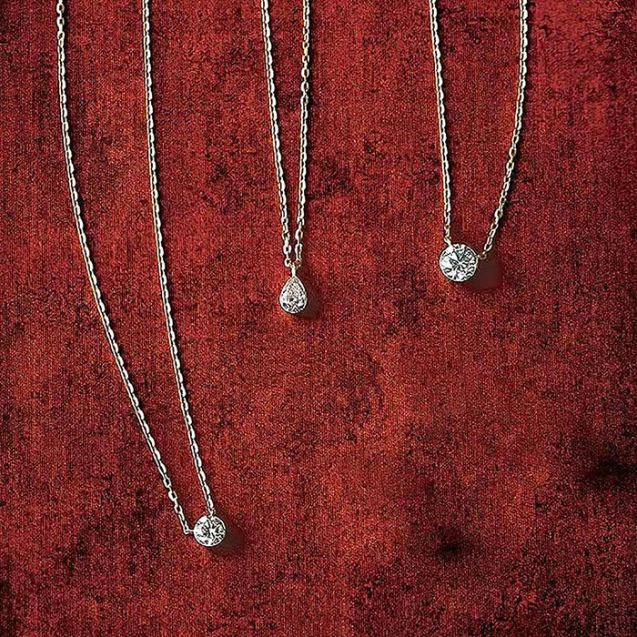 Wholesale round non-claw diamond necklace 925 silver gold plated 10/20/30 stacked clavicle chain
