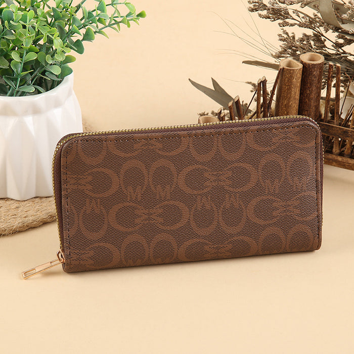 Wholesale PU Leather Long Wallet with Retro Print Design Large Capacity MOQ≥3