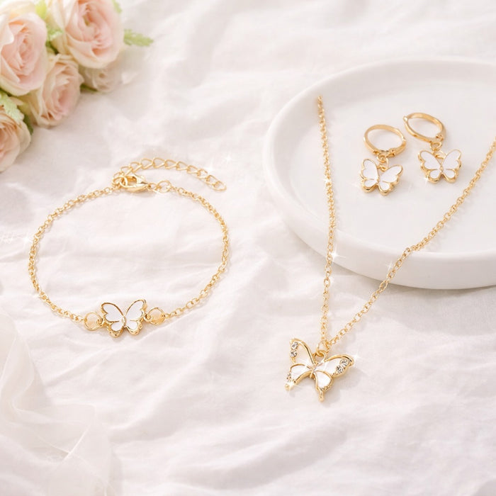 Wholesale Lucky Clover Flower Design 5-Piece Jewelry Set Alloy Electroplated Fashion Accessory