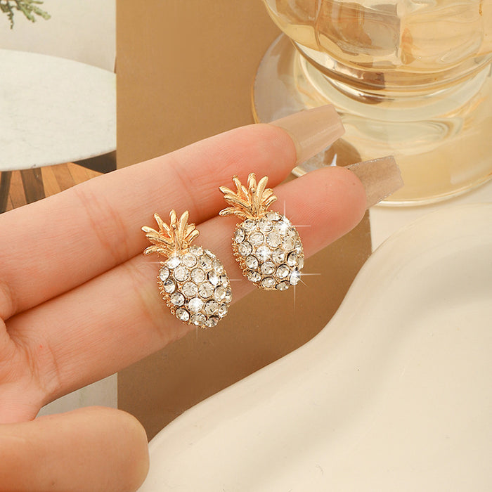 Wholesale Silver Needle pineapple stud earrings fruit earrings