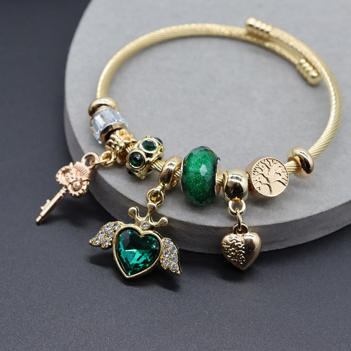 Wholesale Gold and Silver Life Tree Angel Wings Love Key Adjustable Bracelet