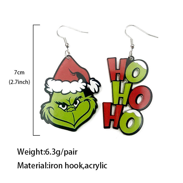 Wholesale Christmas acrylic earrings   asymmetric earrings holiday exaggerated earrings