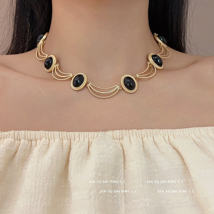 Wholesale Pink rhinestone necklace, new light luxury exquisite design, collarbone chain