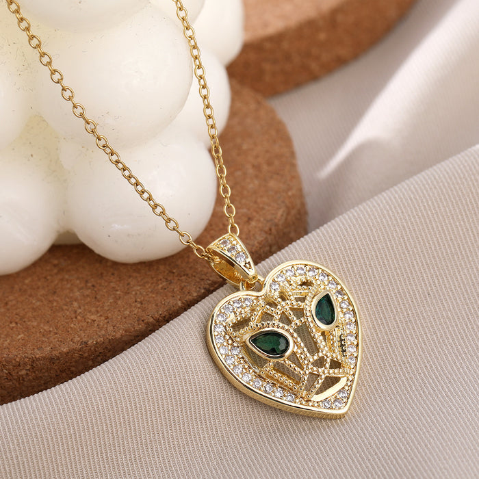 Wholesale Gold-plated Copper Zircon Colored Vintage Animal Relief Necklace JDC-NE-ShangY039