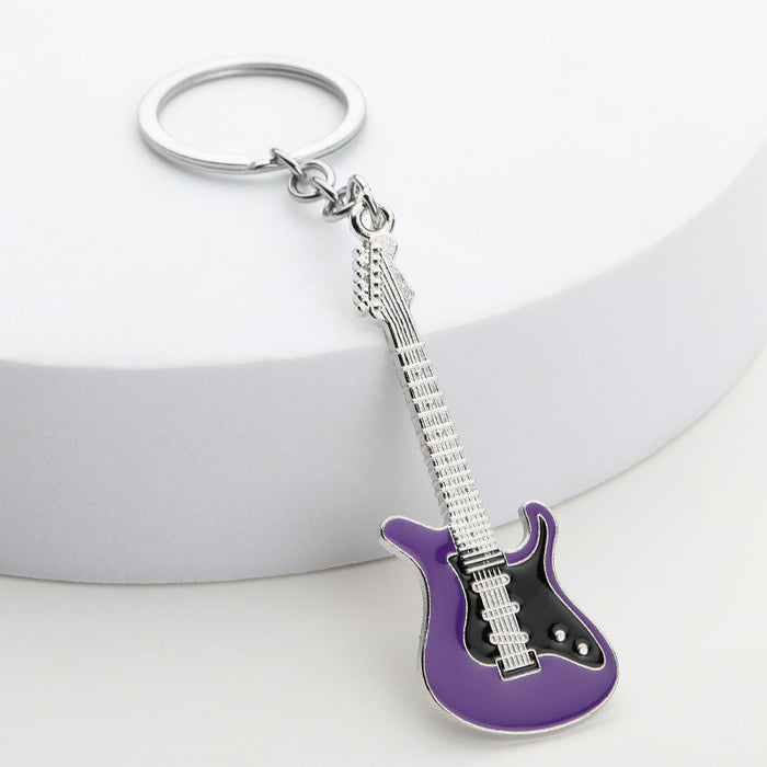 Wholesale Creative Musical Instrument Pendant Keychain Metal Painted Guitar Key Holder Office Culture Keychain Event Gift Bag Decoration