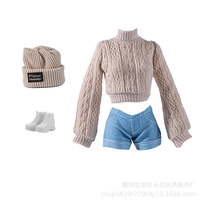 Wholesale Doll dress-up cardigan  hat and shorts set
