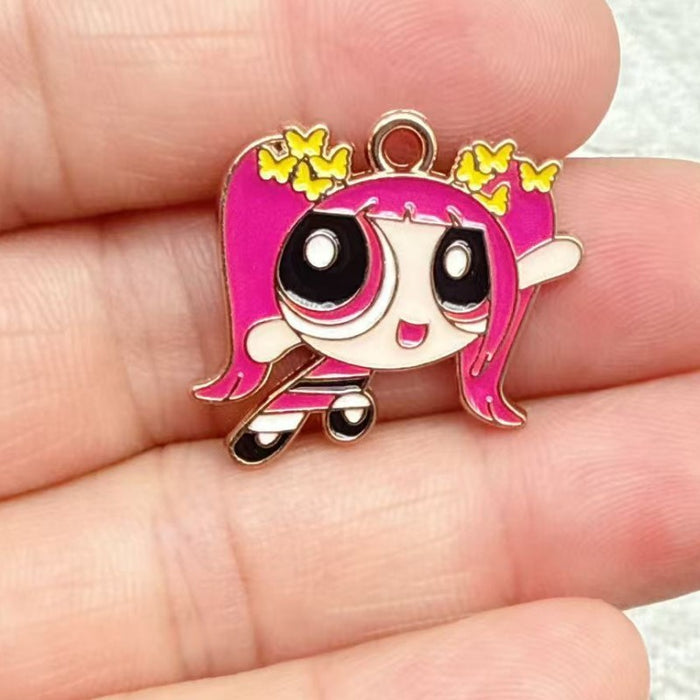 Wholesale 10pcs DIY Cartoon Cute Girl Alloy Resin Jewelry Pendant Necklace Earrings