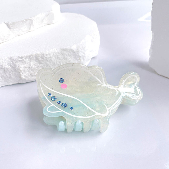 Wholesale Diamond studded claw clip, cute girl, dolphin shell, medium shark clip, back of the head, half tied hair headpiece, hair accessory