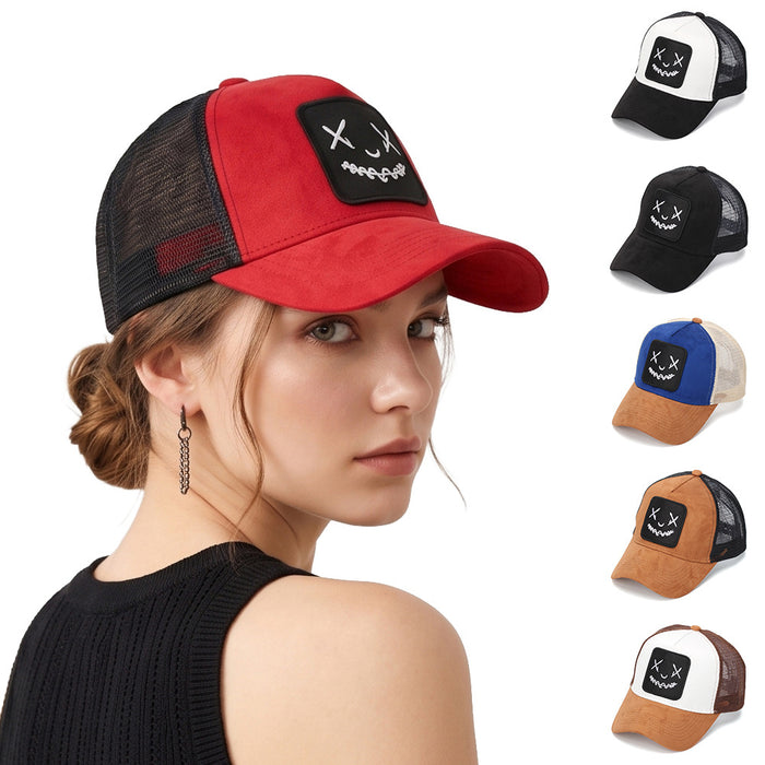 Wholesale Trendy Face Embroidered Mesh Baseball Cap Unisex Sun Hat