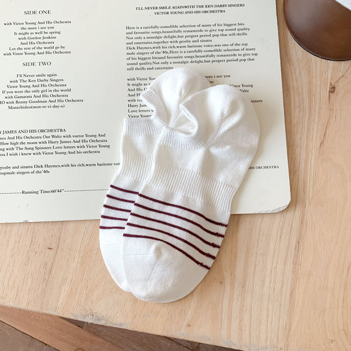Wholesale Socks, striped short tube boat socks, low cut, sweat absorbing, breathable, invisible sports socks, cotton