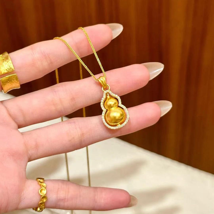 Wholesale  Diamond Pestle Gourd Necklace Women's Temperament Rich Titanium Steel Clavicle Chain