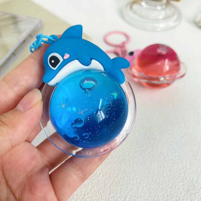 Wholesale Creative Dolphin Liquid Keychain Cartoon Marine Animal Accessories Pendant Student Bag Hanger