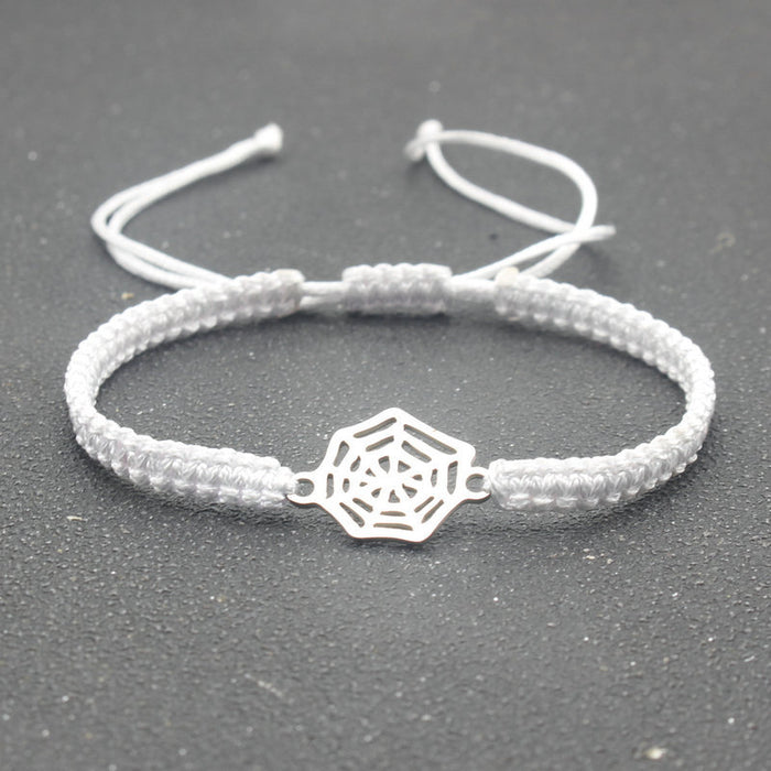 Wholesale Stainless Steel Spider Web Bracelet Simple Adjustable Woven Rope Bracelet Couple Halloween Hand Rope