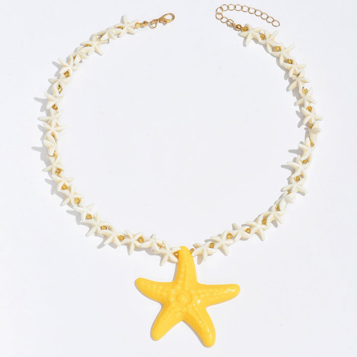 Wholesale Shell Necklace Exaggerated Design Resin Starfish Pendant Jewelry Necklace