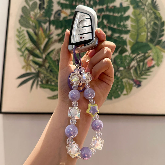 Wholesale Handmade beaded bag pendant, car keychain, five pointed star bow, couple keychain, chain