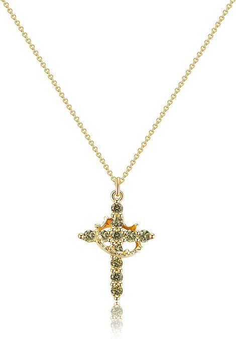 Wholesale Cross Crown Rotating Necklace Versatile Light Luxury High End Necklace Zircon Clavicle Chain