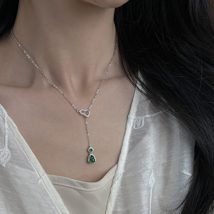 Wholesale Pure silver jade necklace, light luxury, niche temperament, collarbone chain, high-end necklace