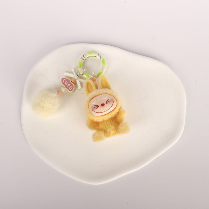 Wholesale Mini flocking doll vinyl doll pendant cute handmade jewelry accessories