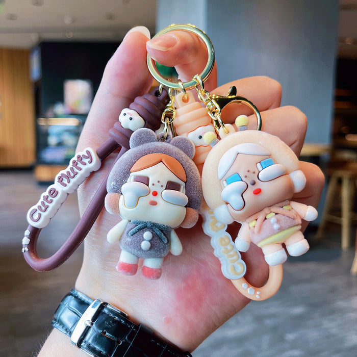 Wholesale Cartoon Flocking Crying Baby Keychain Cute Silicone Doll Doll Car Keychain Gift Bag Pendant