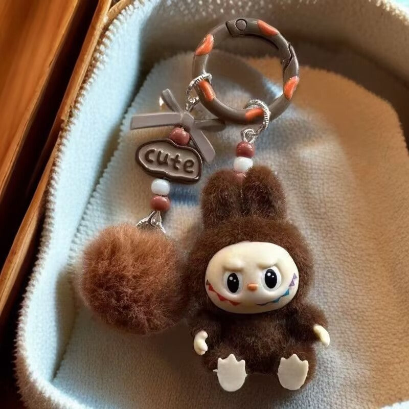 Wholesale Cute Sitting Posture Flocking Bag Keychain Decorative Pendan ...