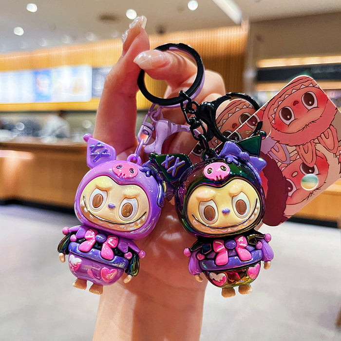 Wholesale electroplated doll keychain cute cartoon funny doll couple bag small pendant