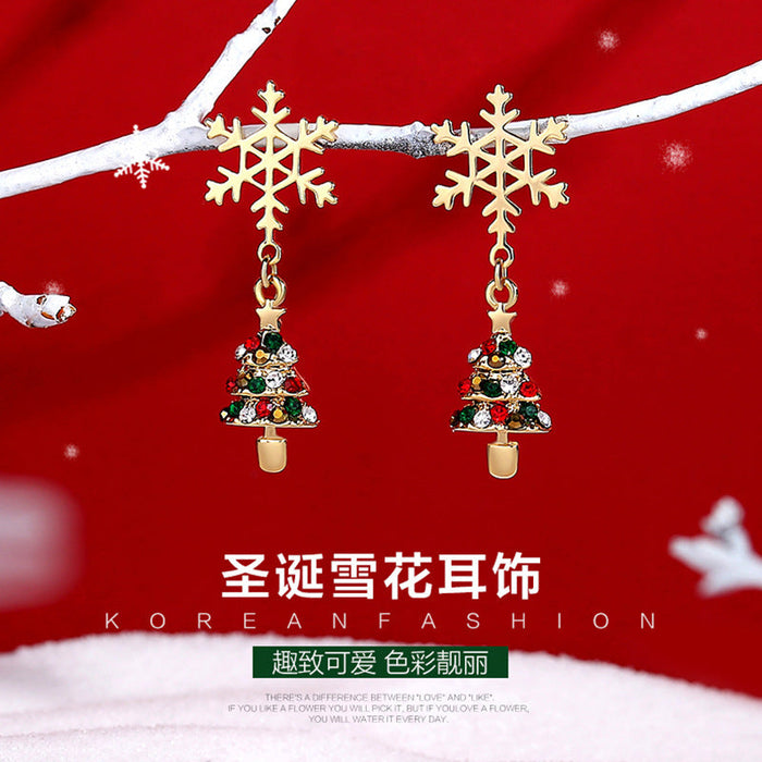 Boucles d'oreilles en gros alliage asymétriques de Noël de chaussures d'arbre de Noël jdc-es-duoli008