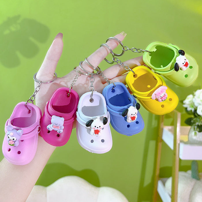 Wholesale cute small mini slippers hole shoes steam couple keychain shoes backpack pendant small gifts