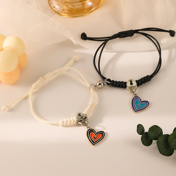 Wholesale Fashionable, versatile, personalized, trendy, high-end, heart key, stone suction couple bracelet set