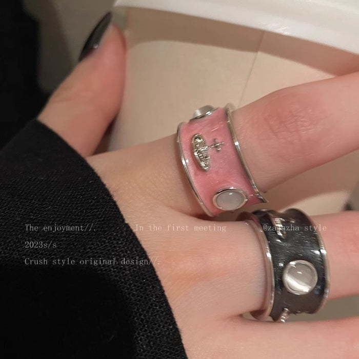 Wholesale Wide opening ring, Drip Oil Planet ring