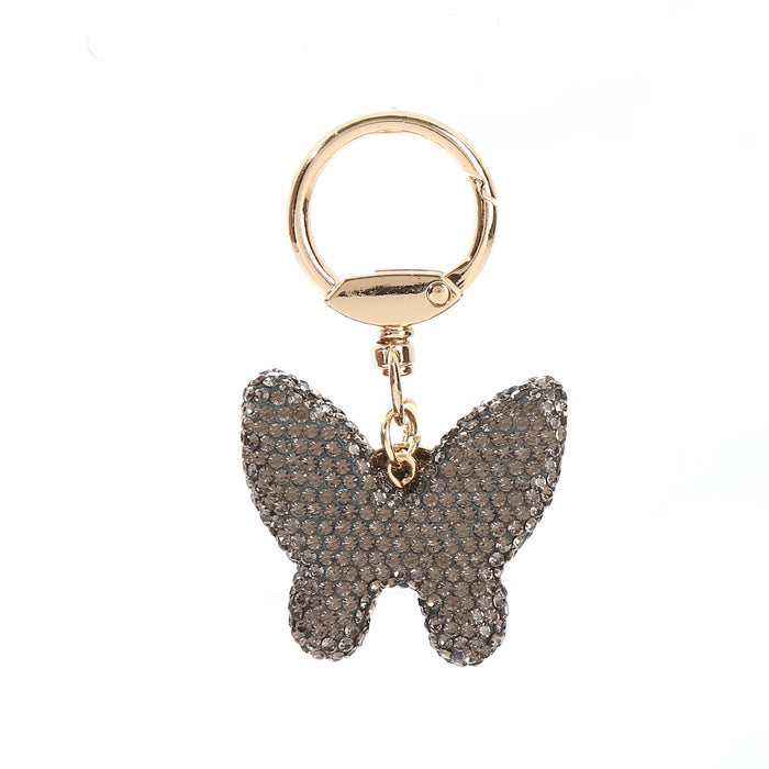 Wholesale diamond butterfly keychain female full diamond couple butterfly keychain ring bag pendant