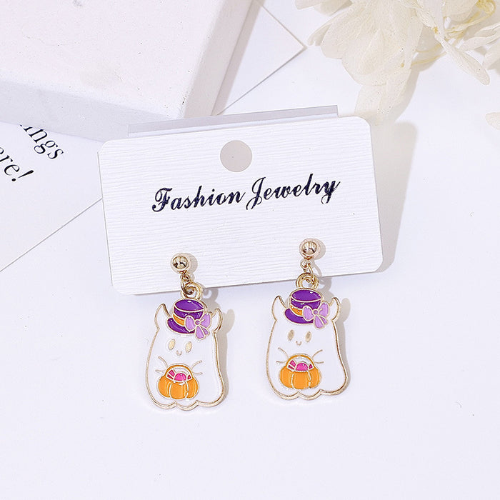 Wholesale Metal Electroplated  Earrings Pumpkin Ghost Pendant Fashion Jewelry Accessory for Women