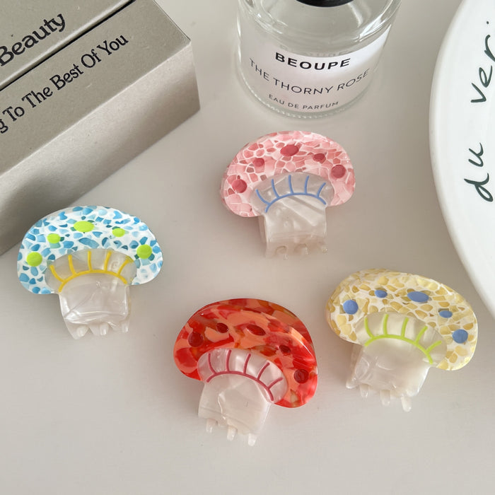 Wholesale Cute colorful mushroom hairpin female fashion small fresh bangs grabbing clip niche sweet back of the head hair accessories
